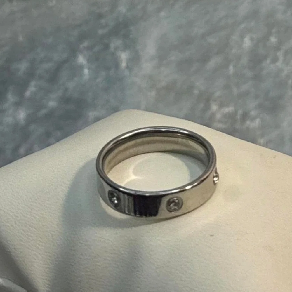New Silver Plated Stainless Steel Cubic Zirconia Ring Size 12 Hypoallergenic NIB